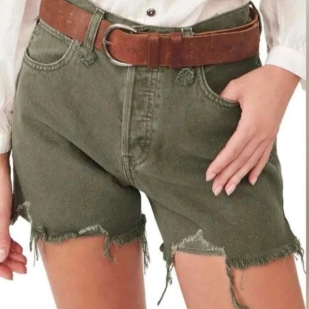 We The Free Makai Denim Jean Shorts, Color Green Size 25